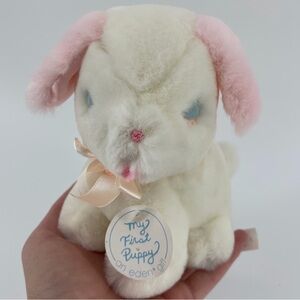 Vintage Eden My First Puppy Pink Cream Stuffed Animal Dog Plush, Baby Girl, NWT